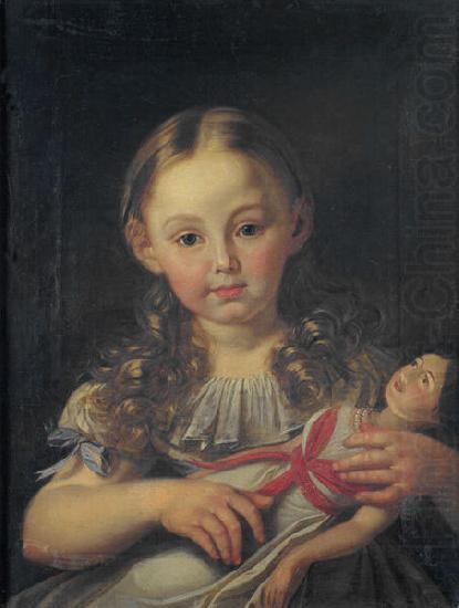 Girl with a doll,, unknow artist